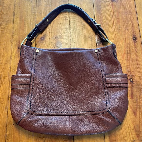 Cole Haan Handbags - Cole Haan medium size hobo bag- chestnut brown leather and gold metal trim
